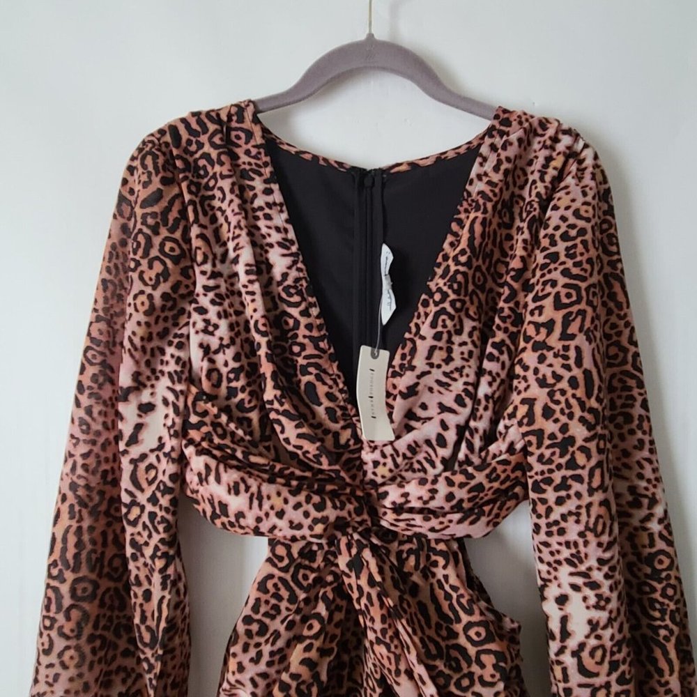 Anthropologie Ranna Gill Cut Out Midi Dress Leopard Print Sz S Lined NWT $190 - Picture 6 of 13